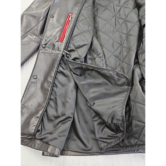 Cole Haan City Lambskin Leather Car Coat Men's Small Black Removable Lining EUC - Picture 10 of 16